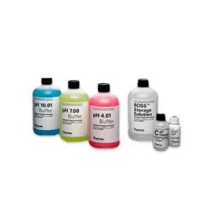 KIT DE SOLUCIONES BUFFER ROSS DE PH, INCLUYE SOLUCIONES PH4, PH7, PH10, LIMPIADORA, DE ALMACENAJE Y BOTELLA DE ALMACENAJE DE ELECTRODO C/6 ORION SKU: 810199
