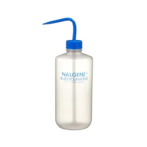 PIZETA (FRASCO LAVADOR) 500ML BOCA ANGOSTA SALIDA SUPERIOR C/TAPA AZUL, AUTOCLAVABLE, PPCO PAQUETE C/2 PIEZAS - NALGENE SKU: 2405-0500