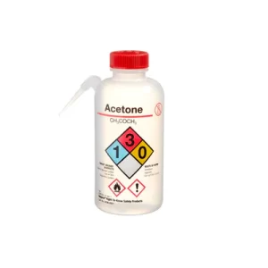 PIZETA (FRASCO LAVADOR) 500ML ACETONA, BOCA ANGOSTA SALIDA LATERAL C/TAPA ROJA, ETIQUETA GHS, LDPE - NALGENE SKU: 2436-0501