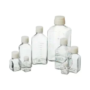 FRASCO PETG 500ML TRANSPARENTE CUADRADO C/TAPON DE ROSCA HDPE, GRADUADO ESTERIL PAQUETE C/2 PIEZAS - NALGENE SKU: 342020-0500