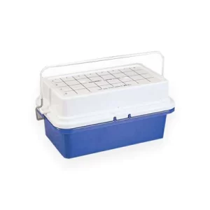 HIELERA DE POLICARBONATO AZUL P/32 TUBOS 0.2/0.5ML C/TAPA BLANCA RELLENA DE GEL -20°C - NALGENE SKU: 5115-0032