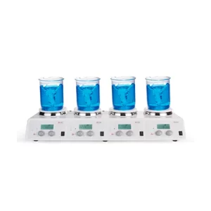 AGITADOR MAGNETICO DIGITAL MULTICANAL C/PLACA DE CALENTAMIENTO 4 POSICIONES REVESTIDA DE CERAMICA 340°C - DLAB SKU: 8030271110